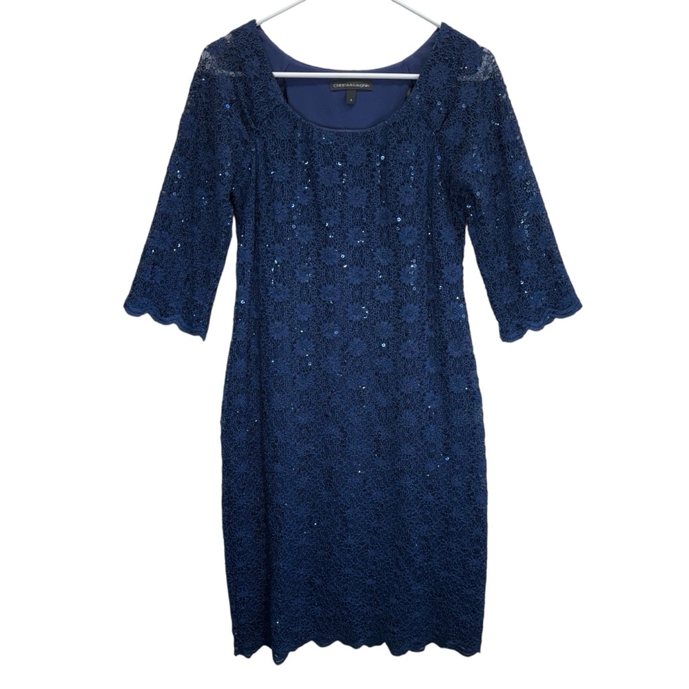 Chris McLaughlin Blue Sequin and Lace Formal Dress
Size 4